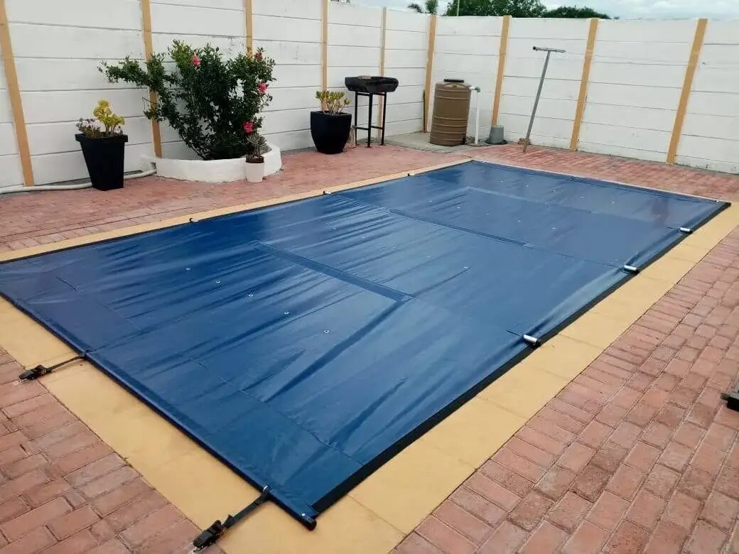 Blue PVC pool cover